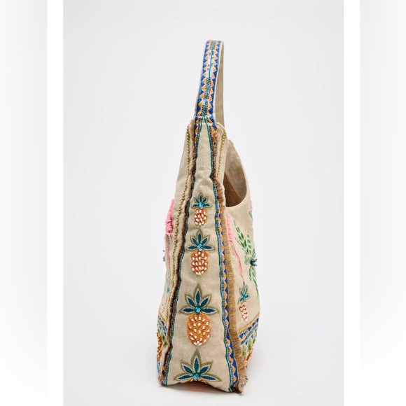 Zara NWT beaded shopper bag 6083/510 - Picture 6 of 9